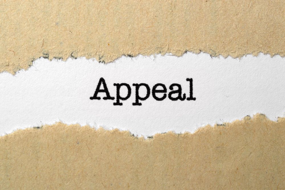 APPEAL typed on a paper that is inside a brown envelope