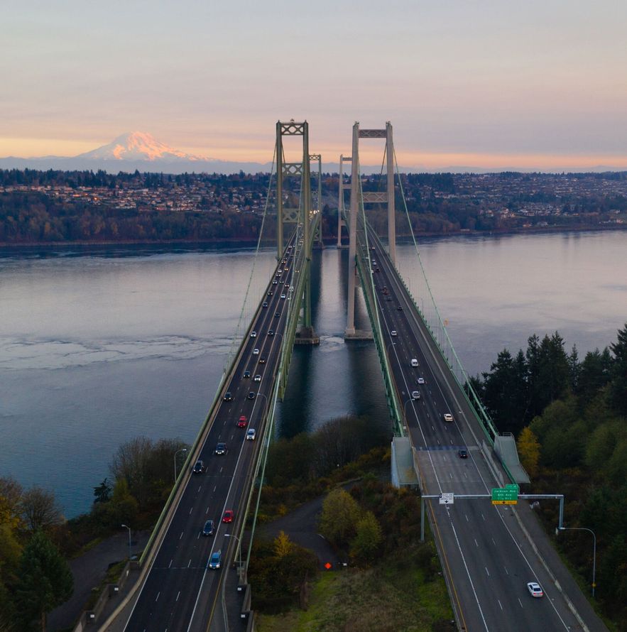 Aerial View of the Tacoma Narrows Bridges