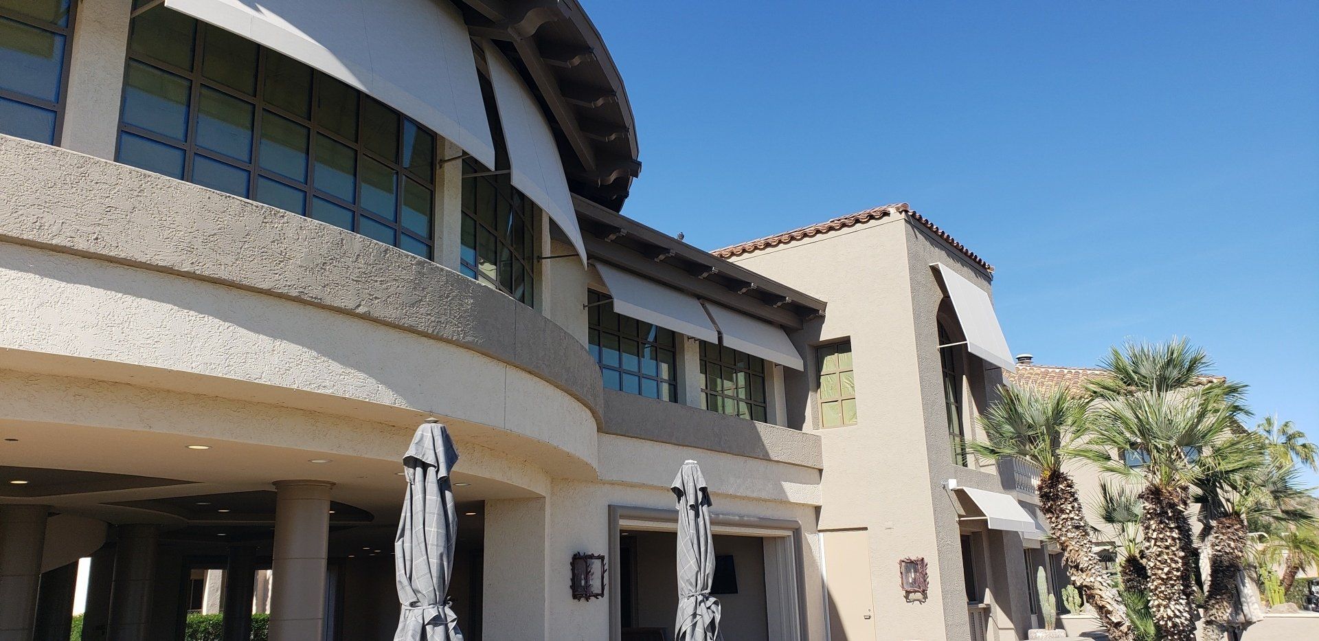 custom awnings on a business building in Phoenix, AZ