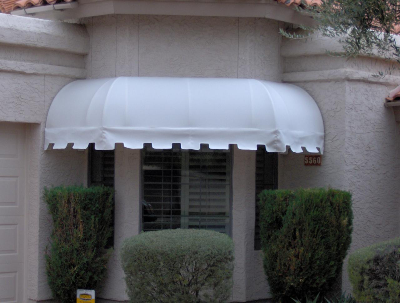 convex awning over bay window of Phoenix, AZ home