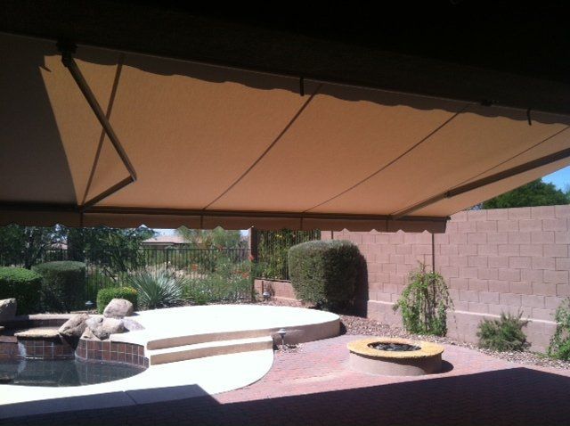 retractable patio awning in a Phoenix, AZ backyard