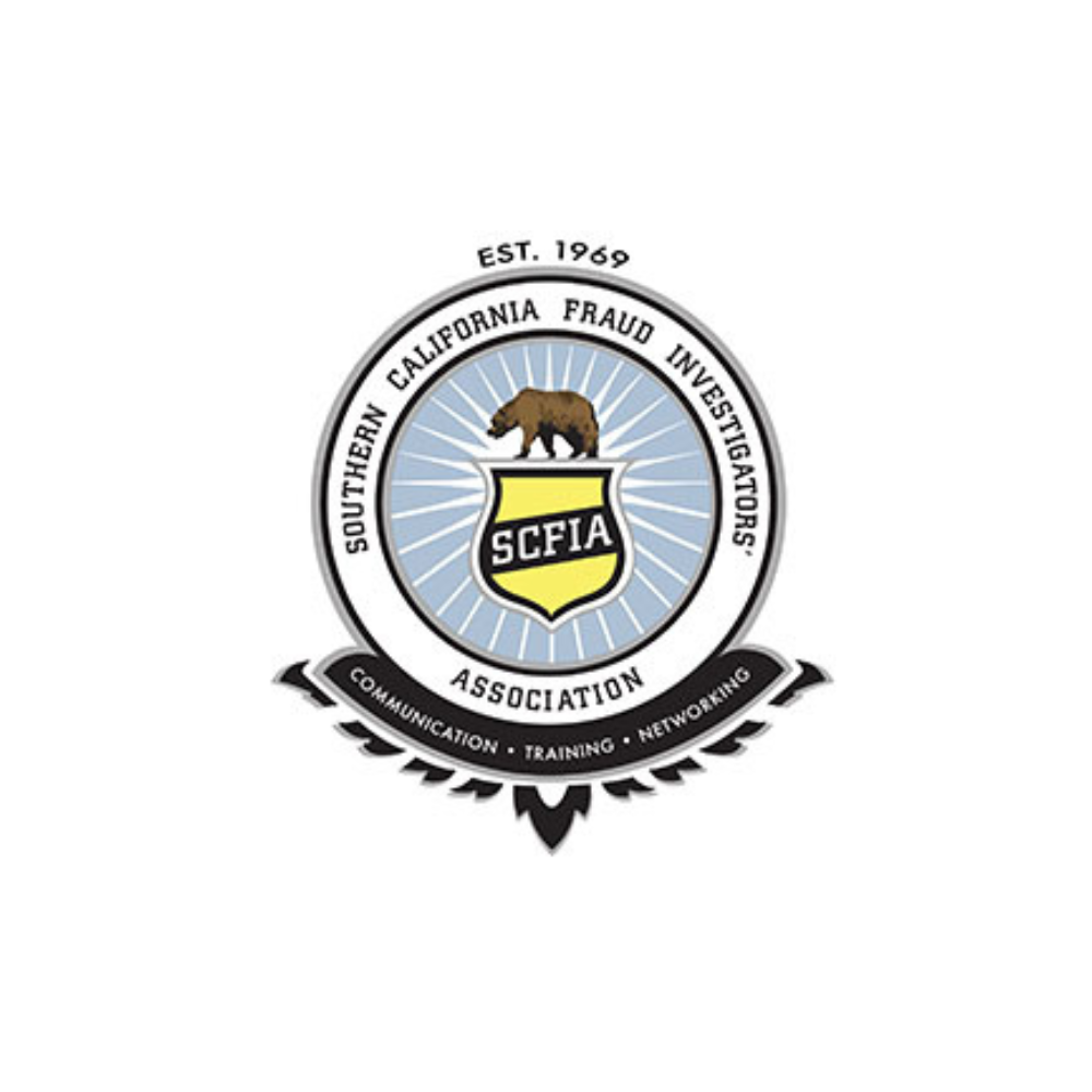Southern California Fraud Investigators Association logo with a bear, rays, and the text 
