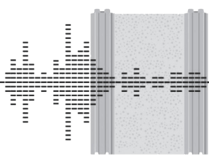 An illustration of a sound wave coming out of a wall