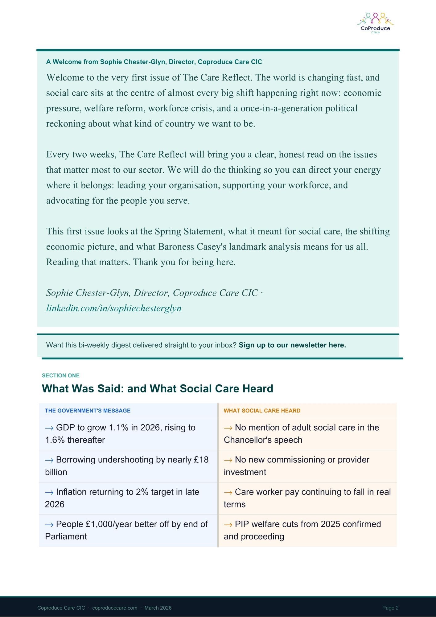 Newsletter style blog
