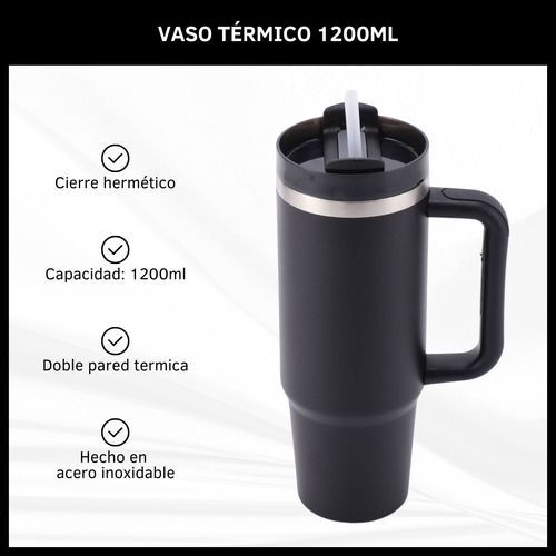 Vaso Térmico 1.2 Litros Con Manija Acero Inoxidable Sorbete