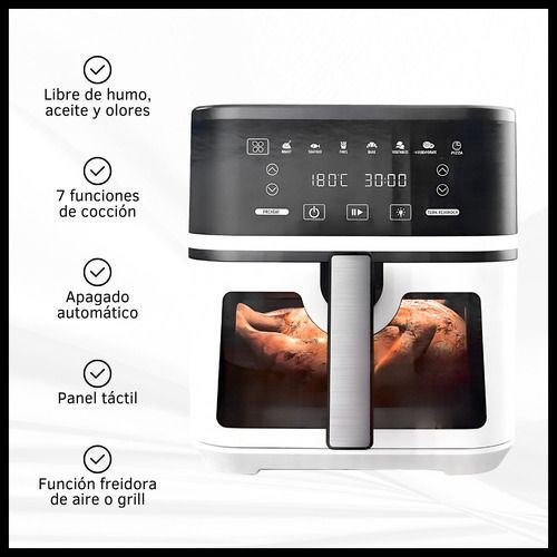 Freidora De Aire 2 En 1 Grill Digital Sin Aceite 8 Litros