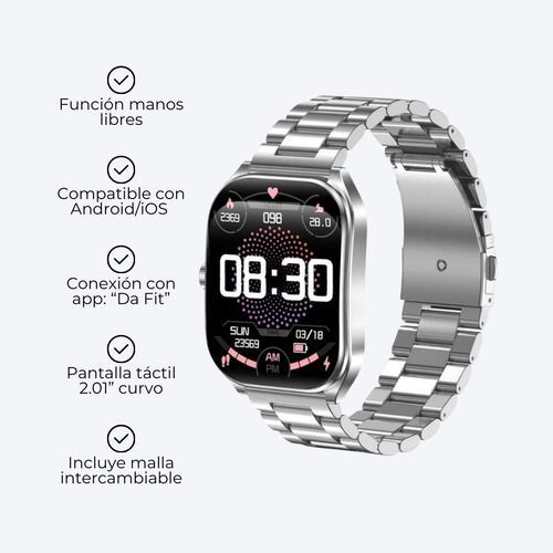 Reloj Smartwatch Táctil Malla De Acero Sumergible