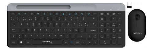 Kit Teclado Y Mouse Inalámbrico Usb Con Soporte Español