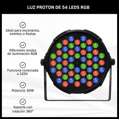 Luz Proton Par 54 Led Rgb Luces Iluminación Dj