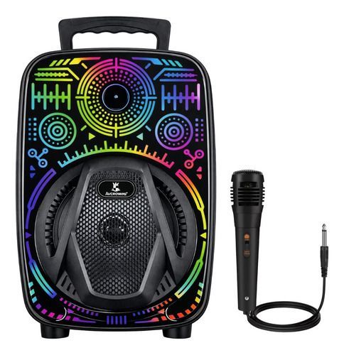 Parlante Portátil Bluetooth Micrófono Luces Rgb 8 Pulgadas