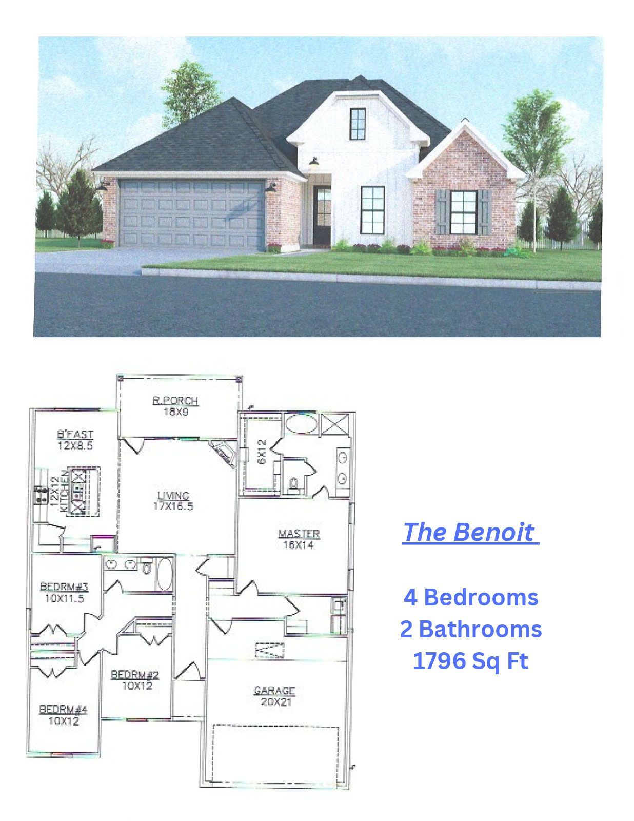 A floor plan of a house called the benoit