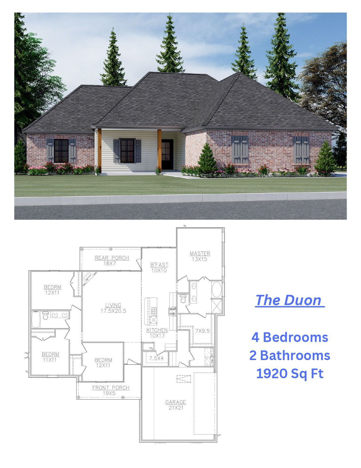 A floor plan of a house called the duon