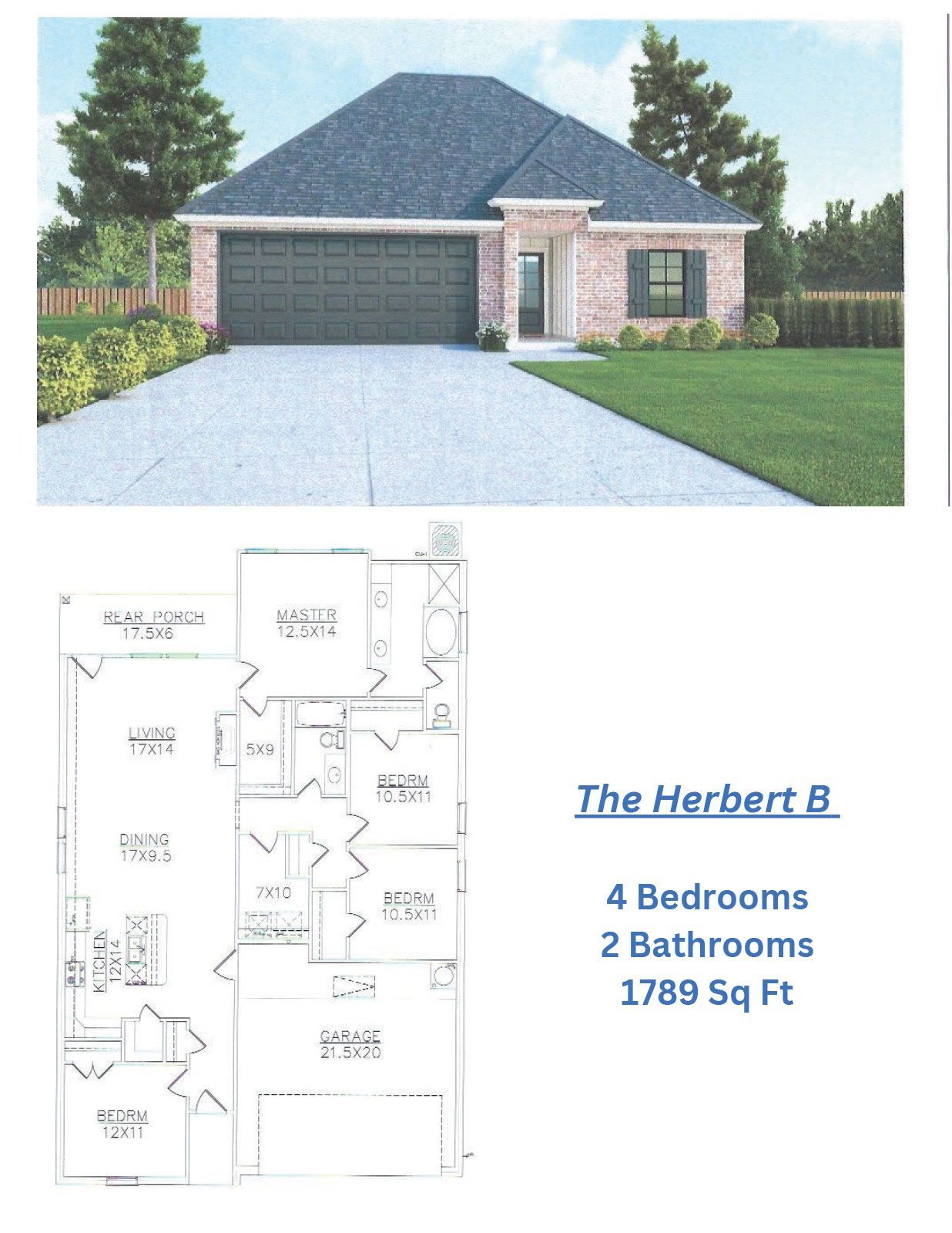 A floor plan of a house called the herbert b