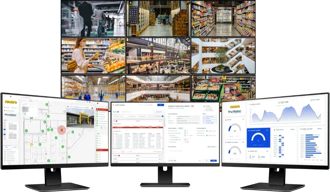 Sky-Walker with floorplan navigation, incident management, dashboards, and integrated videowall solution for retailers Sky-Walker with floorplan navigation, incident management, dashboards, and integrated videowall solution for retailers