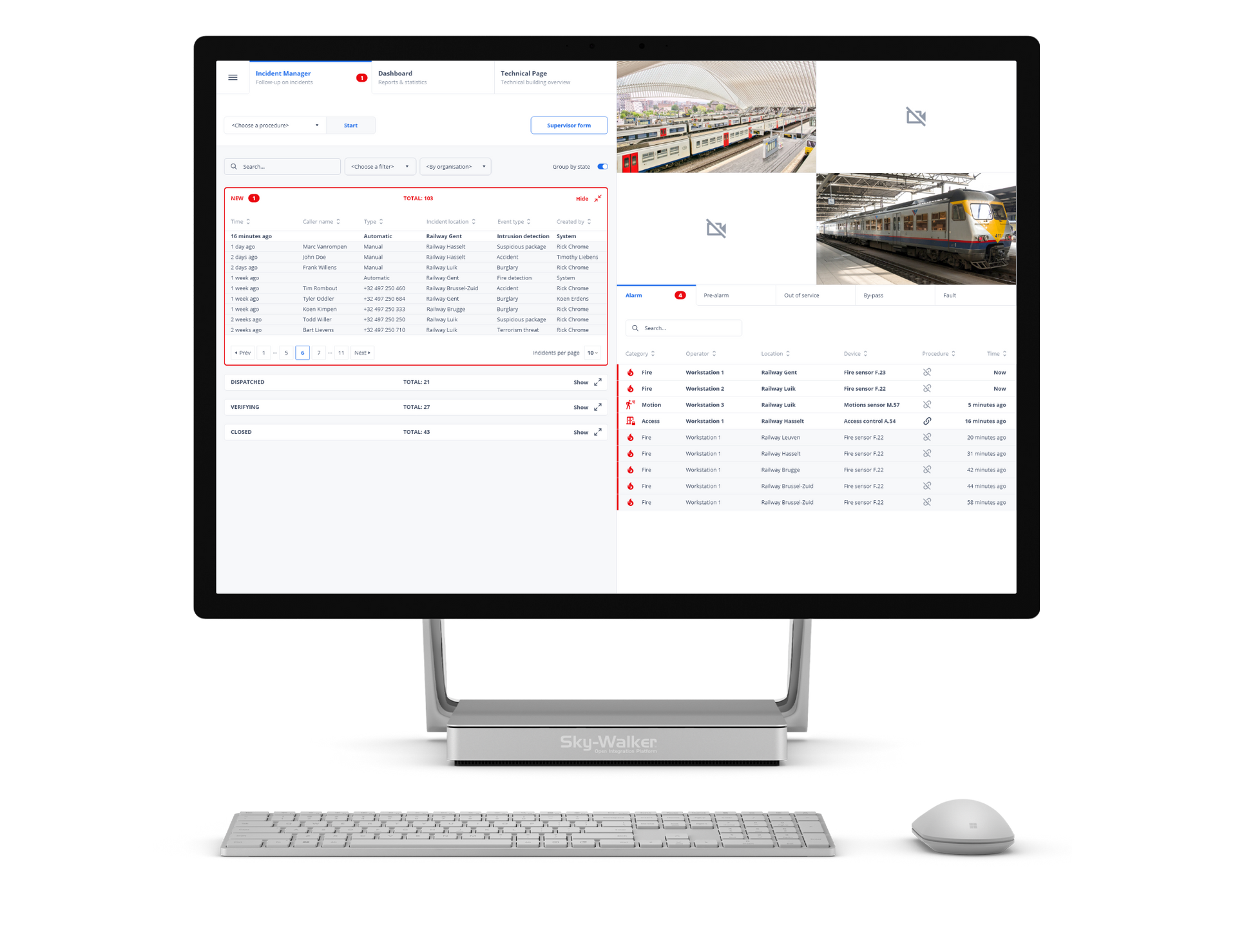 Manage Incidents and alarms within your public transport facilities efficiently with Sky-Walker PSIM