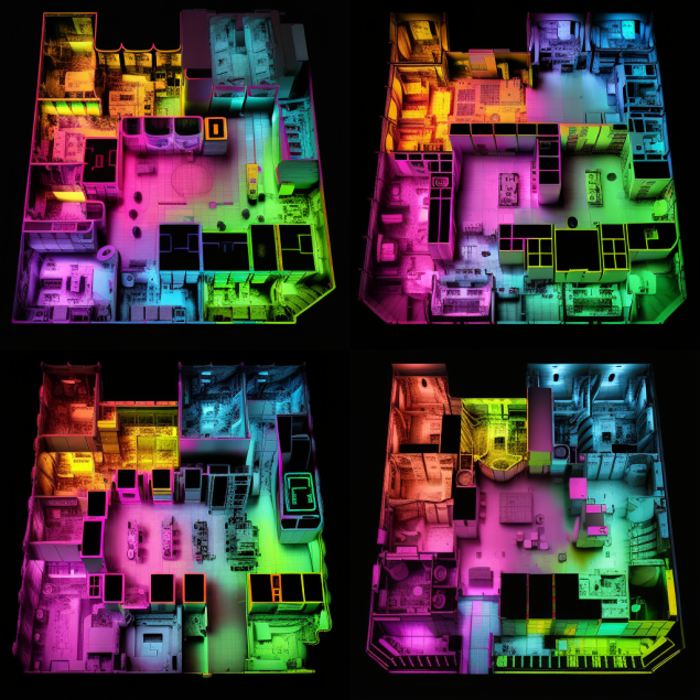 Floor Plan Termal HVAC heat map for Building Systems that manage comfort and energy waste