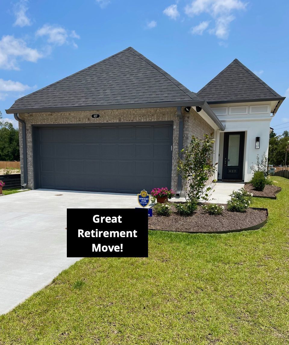 A house with a sign that says `` great retirement move ''