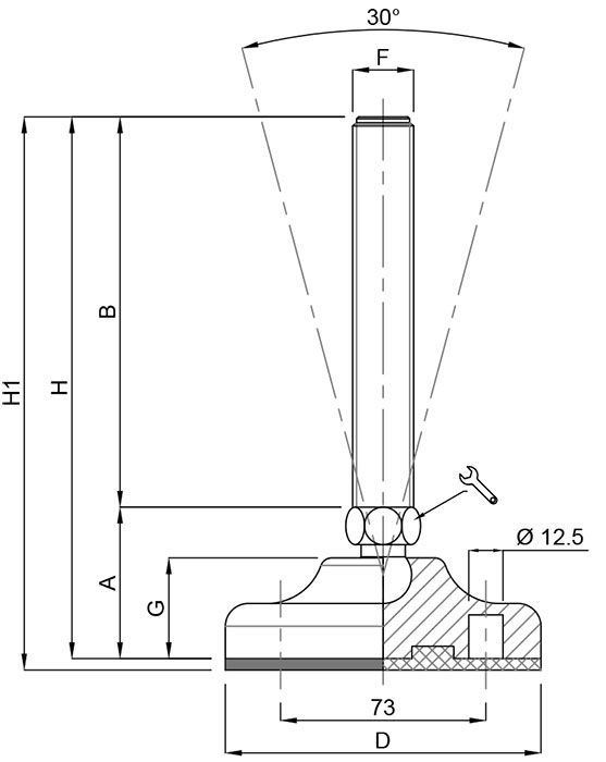 A black and white drawing of a metal object with measurements.