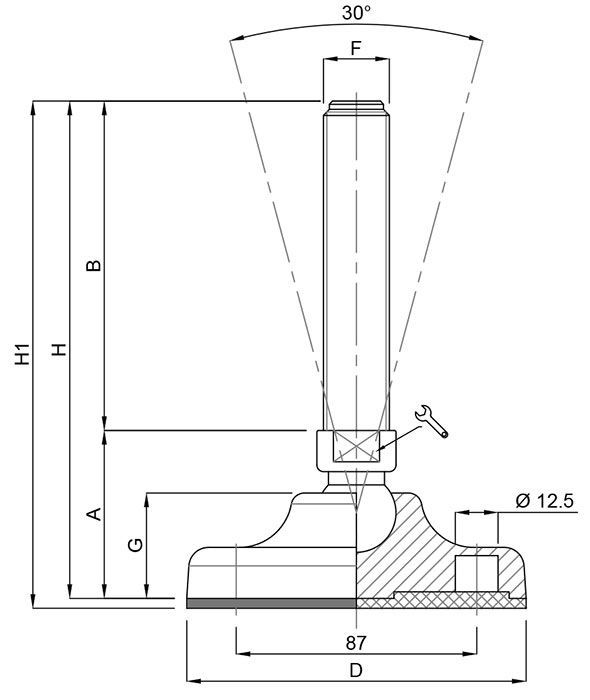 A black and white drawing of a metal object with measurements.