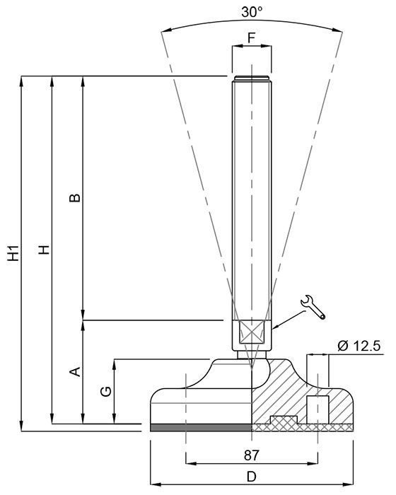 A black and white drawing of a metal object with measurements.