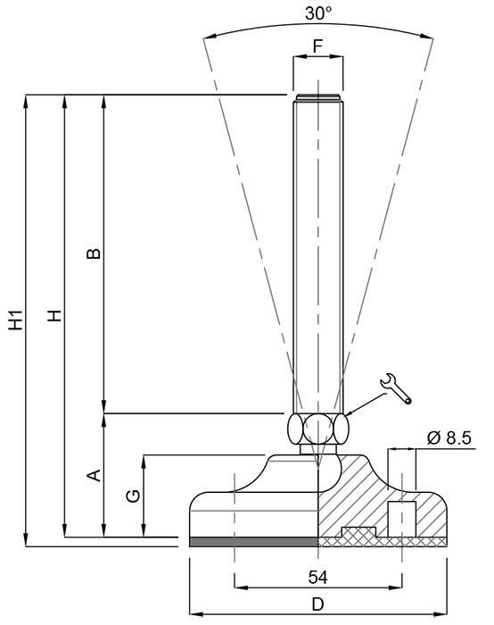 A black and white drawing of a metal object with measurements.