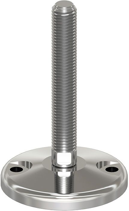 A stainless steel bolt with a flange on a white background.
