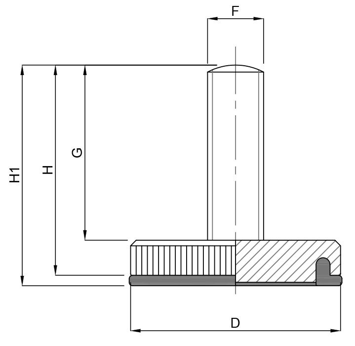 A black and white drawing of a pillar with measurements on a white background.