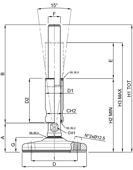 A black and white drawing of a metal object with measurements.