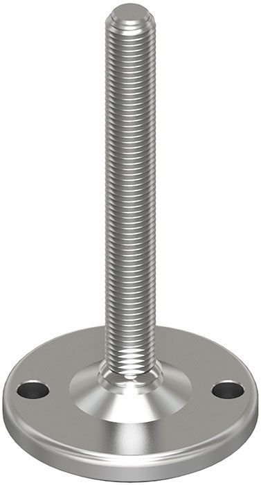 A stainless steel bolt with a flange on a white background.