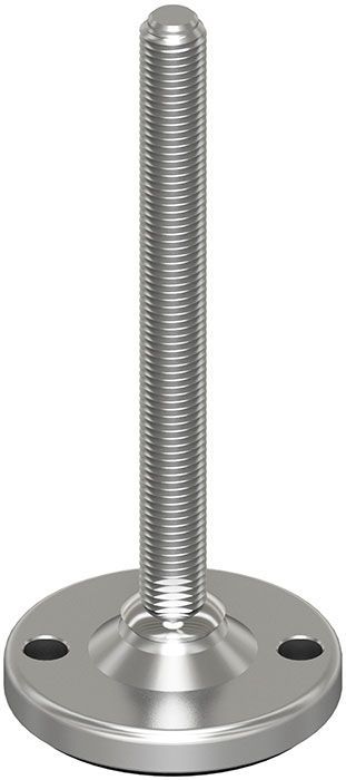 A stainless steel bolt with a flange on a white background.