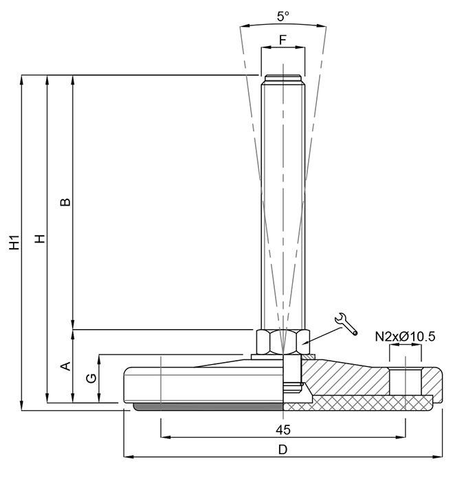 A black and white drawing of a metal object with measurements.