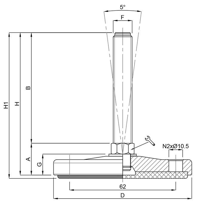 A black and white drawing of a metal object with measurements.