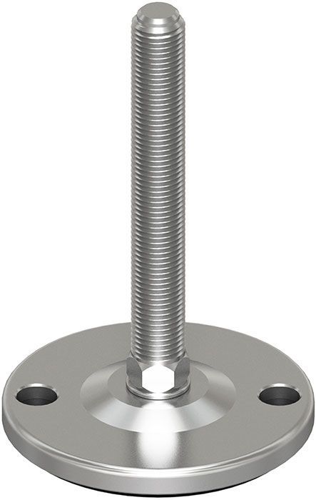 A stainless steel bolt with a flange on a white background.