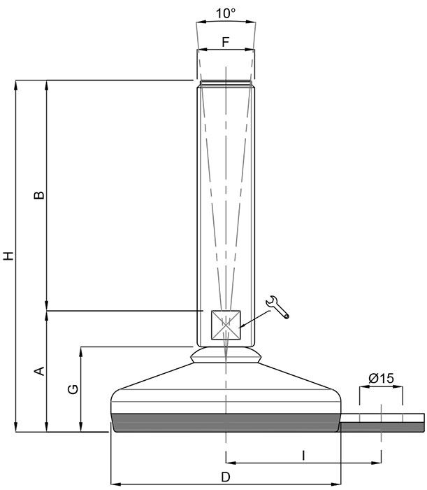 A black and white drawing of a metal object with measurements.