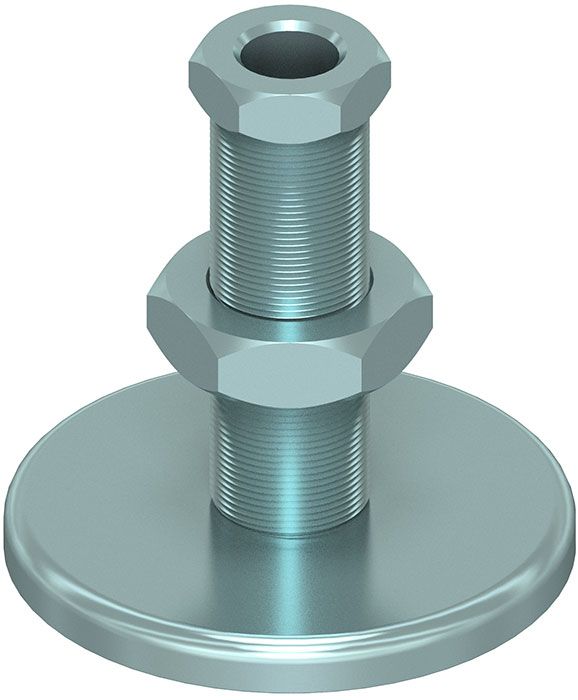 A 3d rendering of a metal screw with a hole in the middle