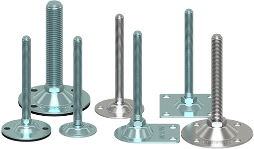 A group of zinc screws and plates on a white background.