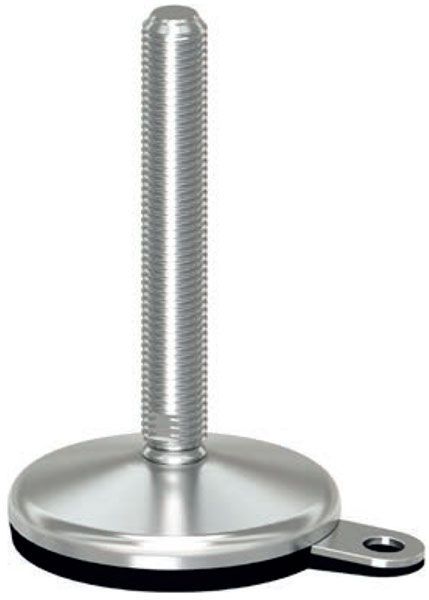 A stainless steel screw with a rubber pad attached to it.