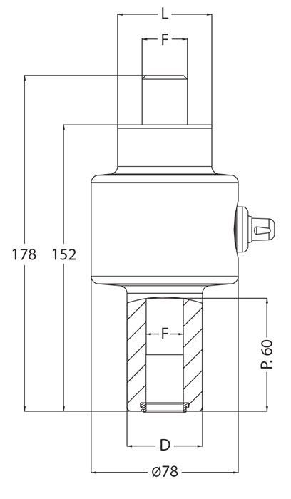 A black and white drawing of a cylinder with measurements on a white background.