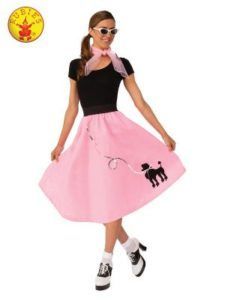 Woman in a 1950s Poodle Skirt Costume, Wearing Black Top  — Costumes Galore in Maroochydore, QLD