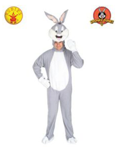 Man in a Bugs Bunny Costume, Gray and White, With Headpiece and Gloves, Standing — Costumes Galore in Maroochydore, QLD
