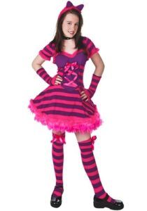 Girl in Purple and Pink Striped Cat Costume With Matching Accessories — Costumes Galore in Maroochydore, QLD