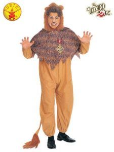 Lion Costume From the Wizard of Oz; Tan Jumpsuit, Lion Mane Hood, Medal, Waving Arms — Costumes Galore in Maroochydore, QLD