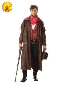 Cowboy Costume: Brown Duster Coat, Red Bandana, Vest, Hat, and Rifle — Costumes Galore in Maroochydore, QLD