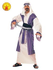 Person in a White and Purple Striped Costume, Holding a Sword — Costumes Galore in Maroochydore, QLD