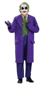 Joker Costume: Purple Coat, Green Vest, Blue Pants, White Face Paint, Sunglasses — Costumes Galore in Maroochydore, QLD