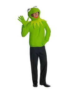Person in a Kermit the Frog Costume Waving, Wearing Green Tops — Costumes Galore in Maroochydore, QLD