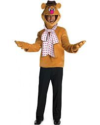 Fozzie Bear Costume, Tan Fur With Hat, Scarf, Black Pants, Arms Outstretched — Costumes Galore in Maroochydore, QLD
