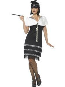 Woman in a Black and White Flapper Dress With a Cigarette Holder — Costumes Galore in Maroochydore, QLD