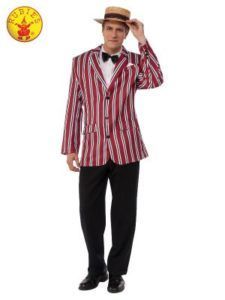 Man in Red and White Striped Blazer, Black Pants, Bowtie, and Hat — Costumes Galore in Maroochydore, QLD