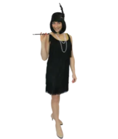 Woman in a Black Flapper Dress — Costumes Galore in Maroochydore, QLD